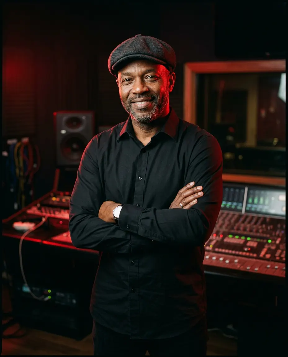 Jean M. Marcellus Jr. (DJ Moonie), founder of In 2 Deep Music Group, in the studio