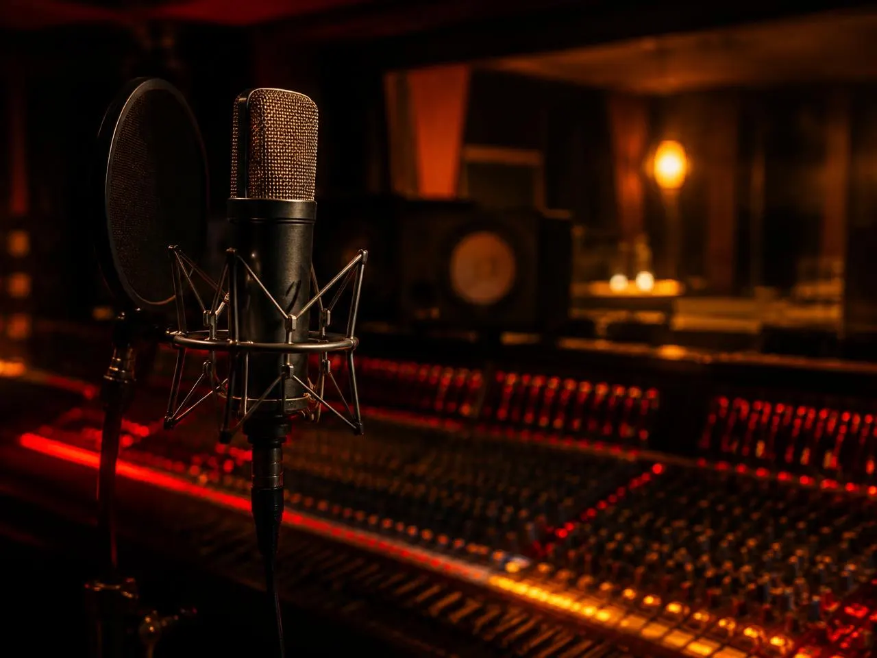 Recording studio microphone and mixing console